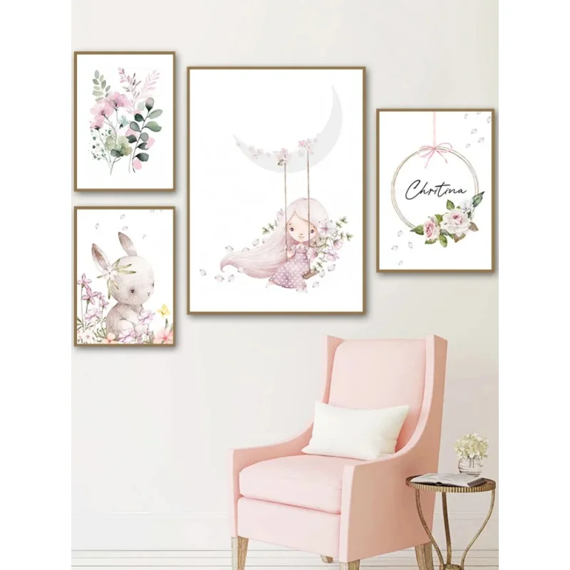 Resin Art Of Flowers - Nordic Cartoon Aesthetics Wall Art Pink