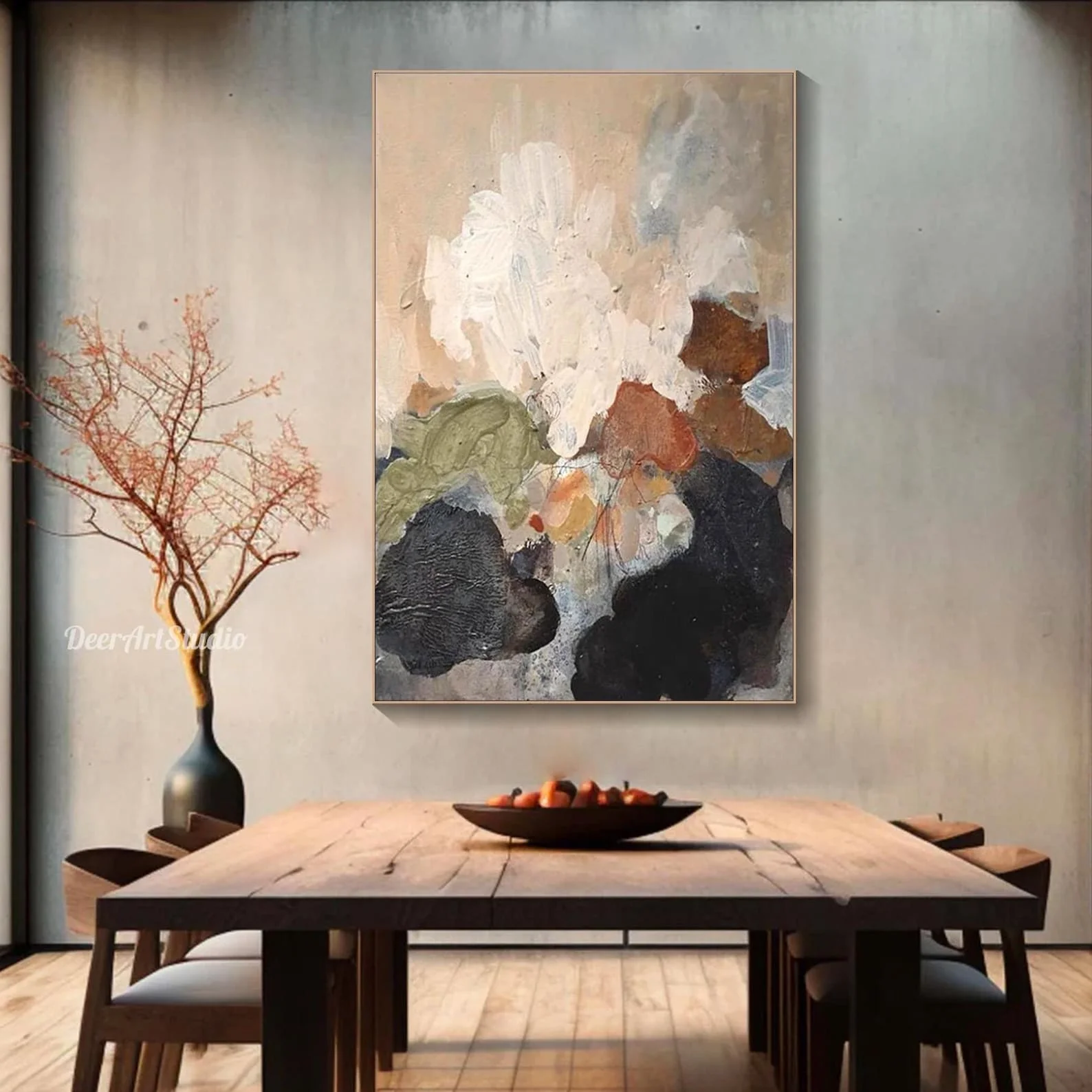 Resin Art On Canvas - Mhemyo Earth Tone Minimalist Abstract Hand