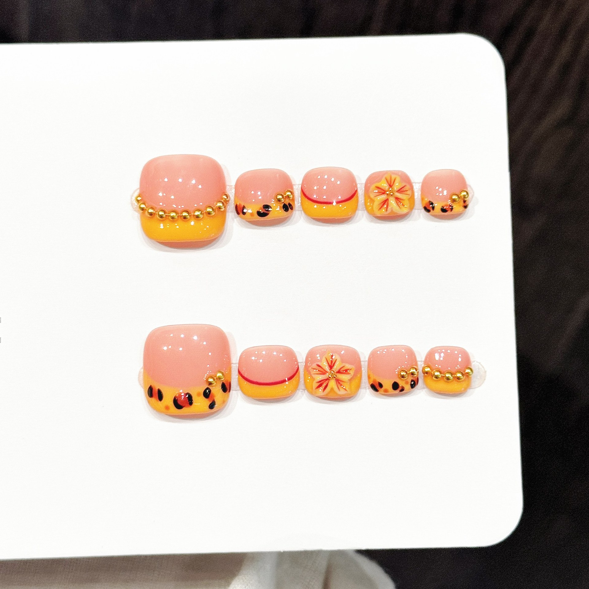 Resin Art Of Flowers - 10pcs Handmade Pressed Foot Nails Art,
