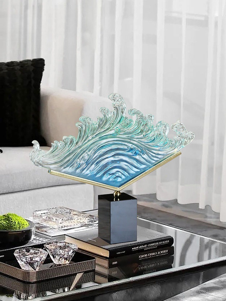 Resin Art Wedding Gift - Transparent Gradient Ocean Wave Resin Sculpture