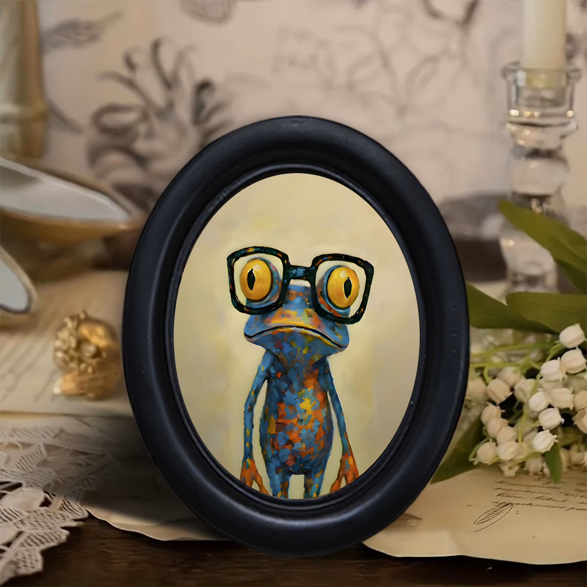 Resin Art Frame - 1 Piece of Trendy Frog-Patterned Wall