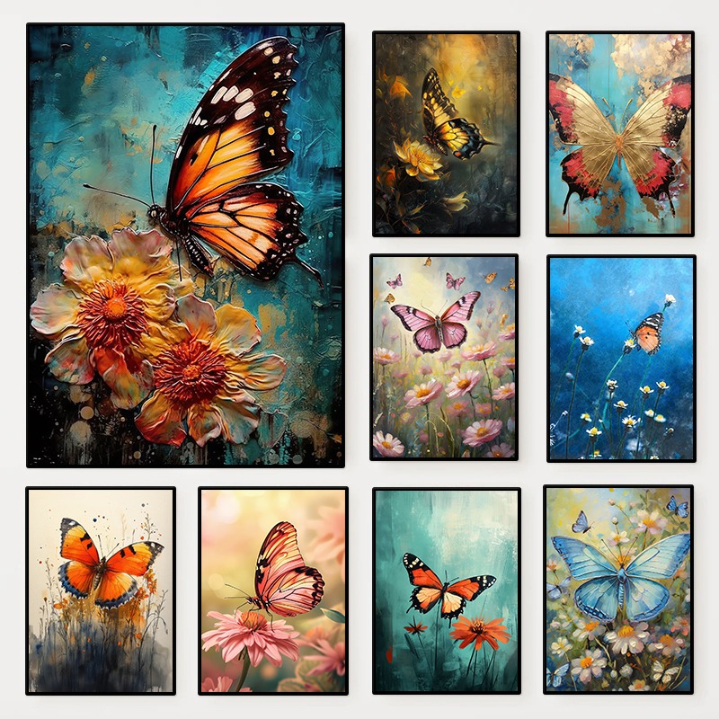Resin Art Of Flowers - Floral Butterfly Poster Colorful Insect Flower