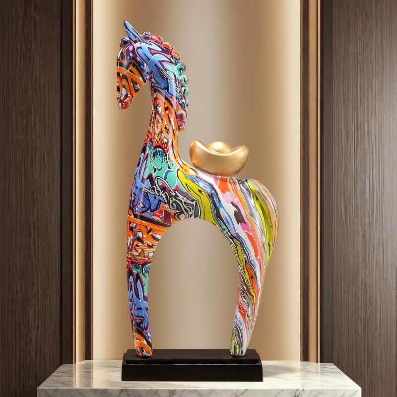Resin Art Gift For Birthday - Colorful Horse Sculpture Ornaments,Living Room,Study Room,TV