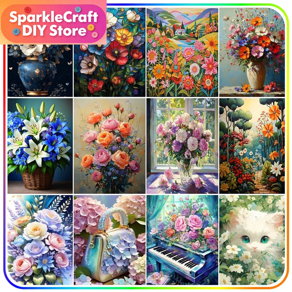 Resin Art Of Flowers - 1pc frameless Diamond Painting Kits Flowers