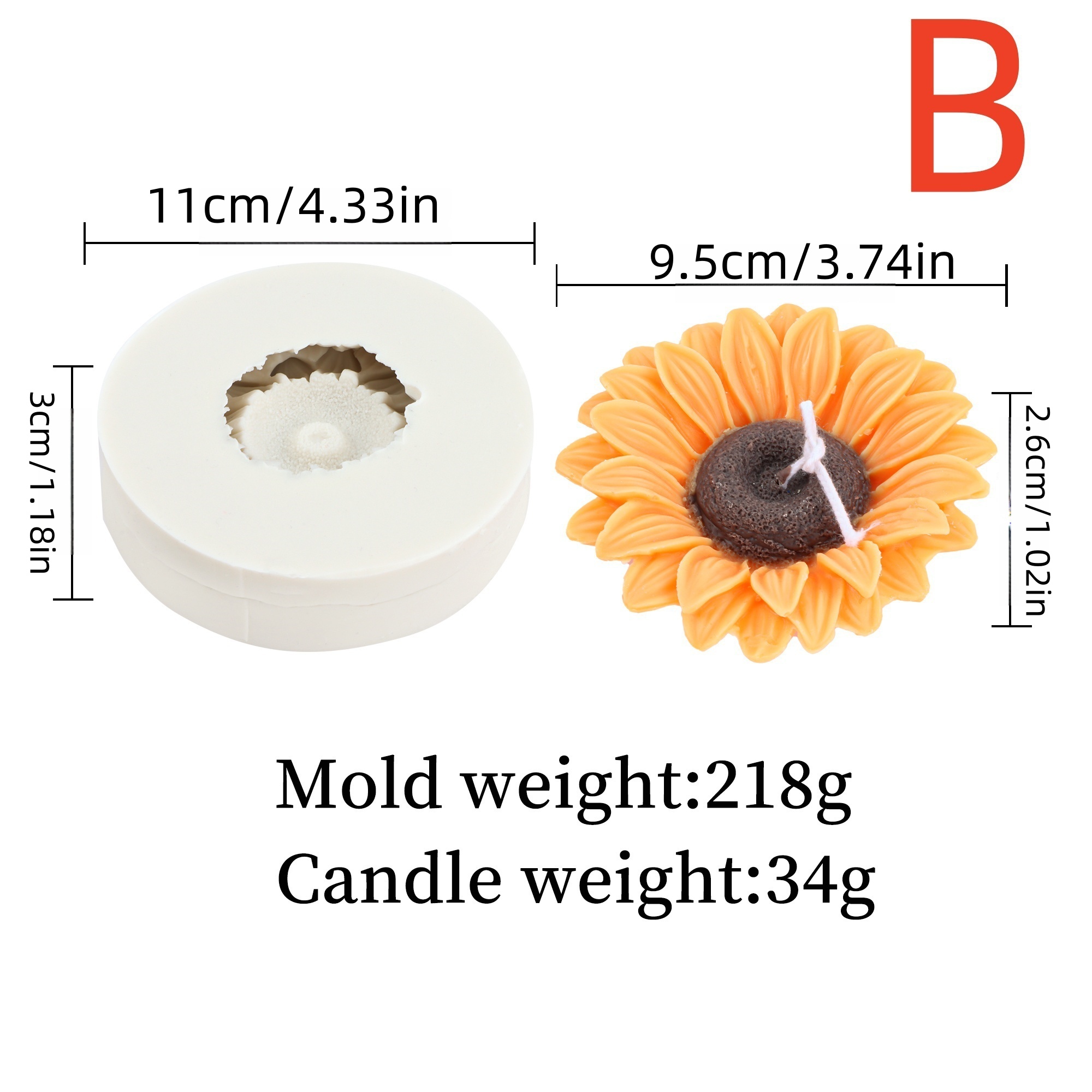 3D Sunflower Candle Mold Silic - Resin Art Clay recension och pris