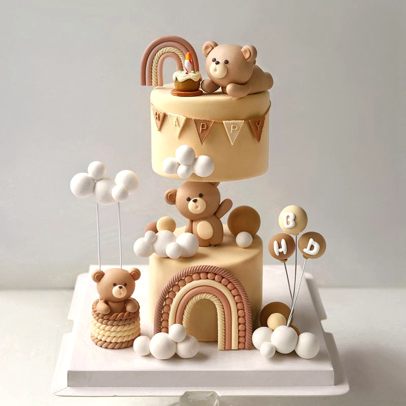 Soft Clay Cute Bear Cake Toppe - Resin Art Clay recension och pris