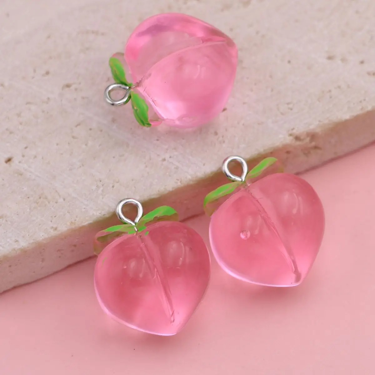 10Pcs Mini 3D Pink Peach Fruit - Resin Art Bracelet recension och pris