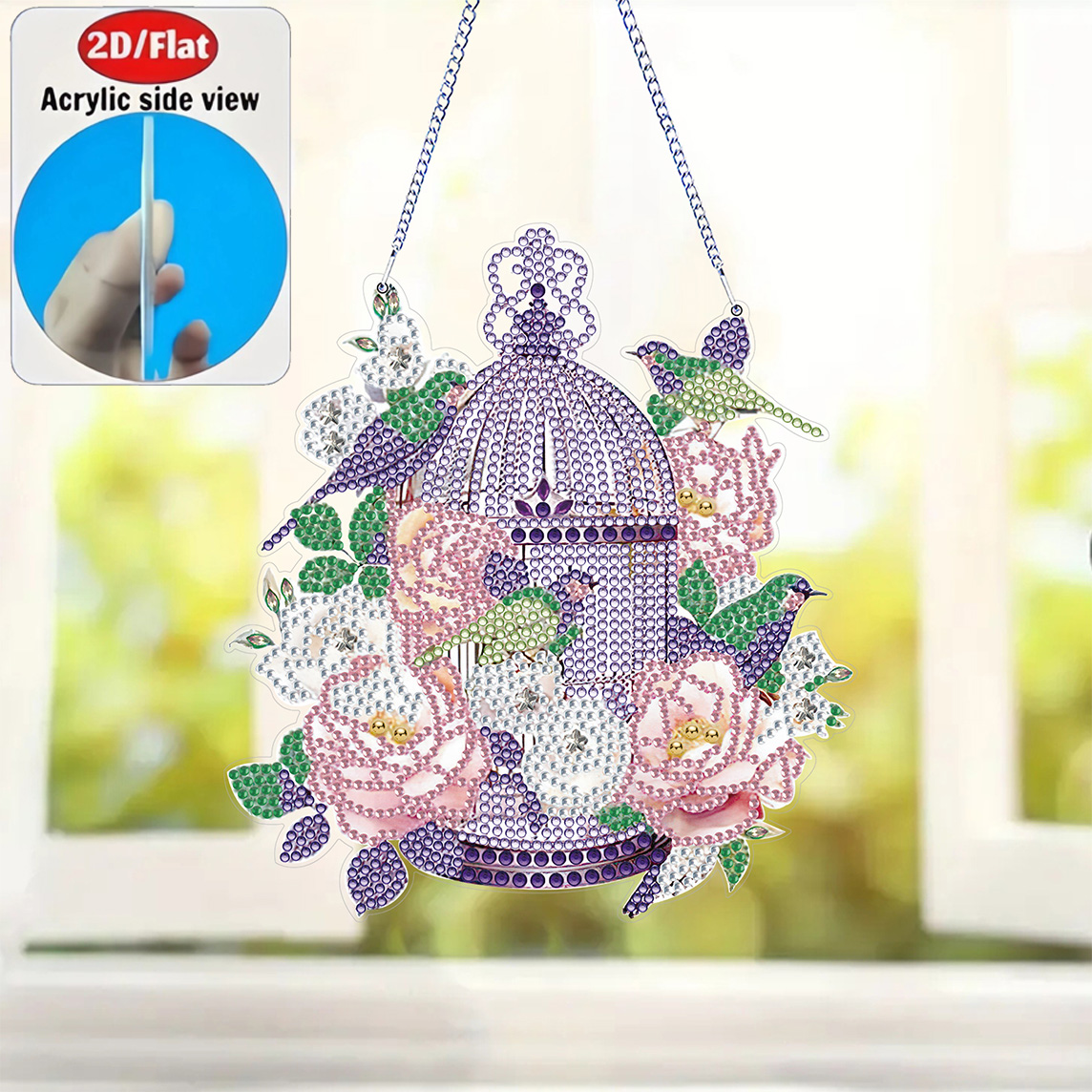 2D Flat Rose Birdcage Acrylic  - Resin Art Gift For Birthday recension och pris